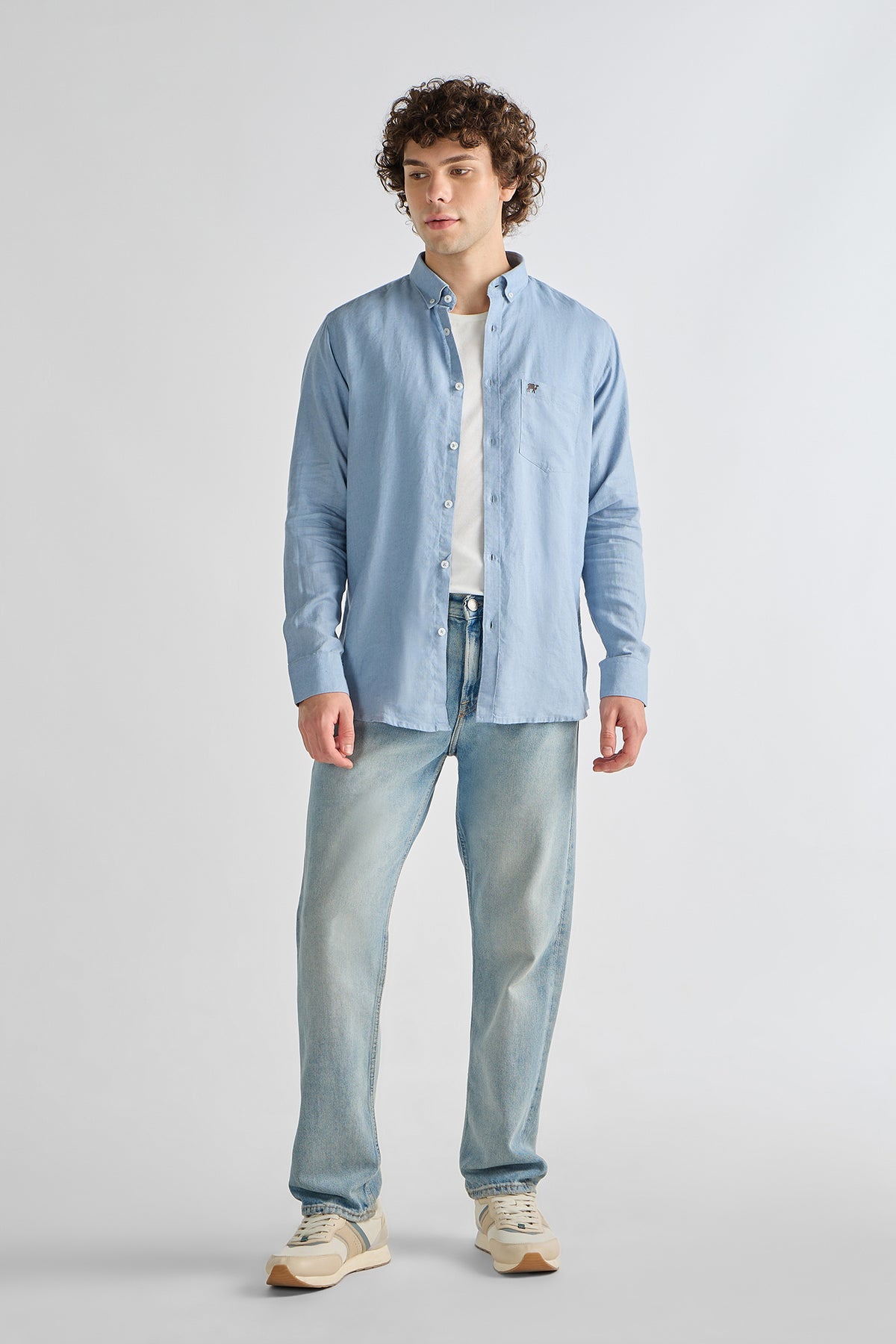 Sky Blue Pure Linen Shirt