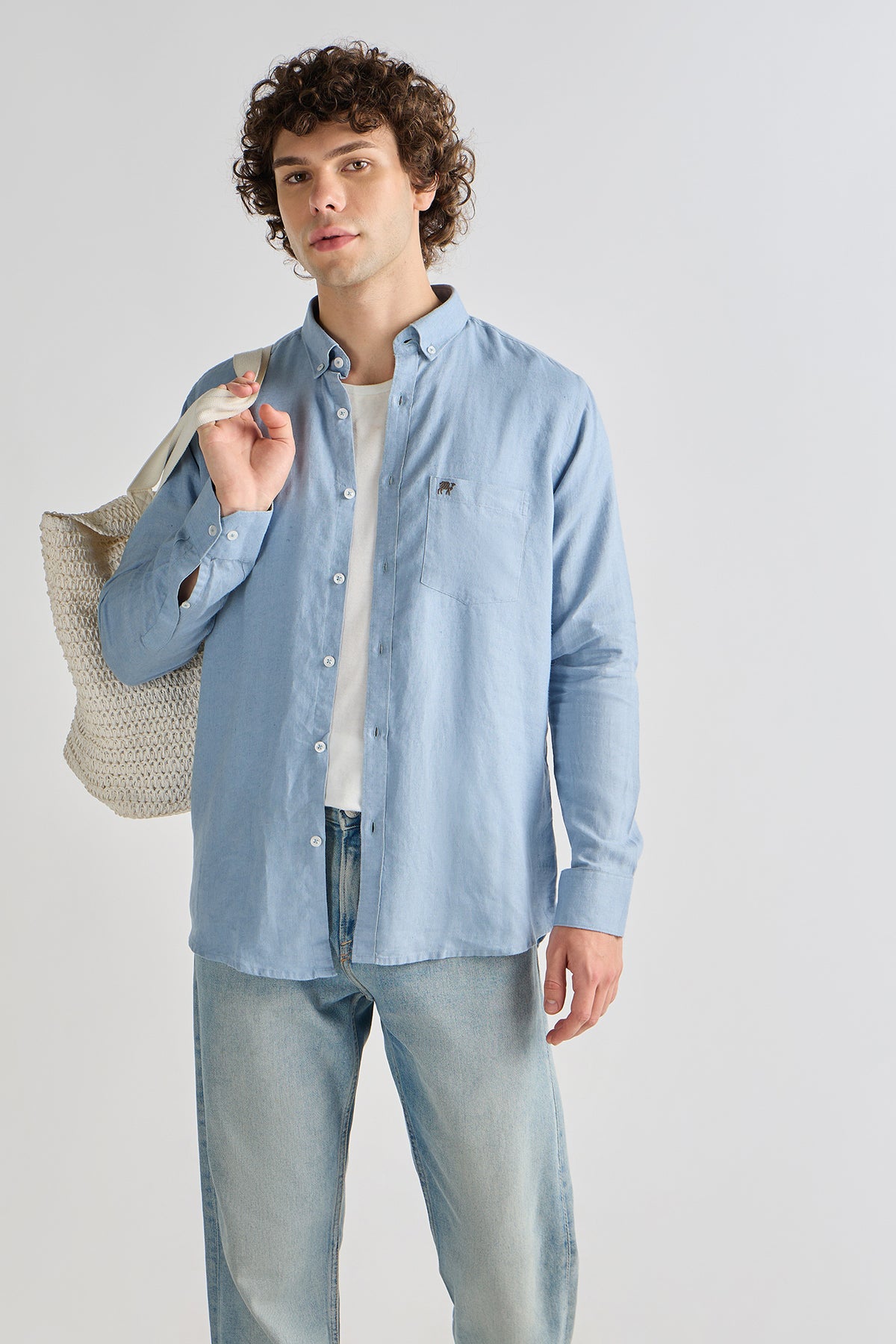 Sky Blue Pure Linen Shirt