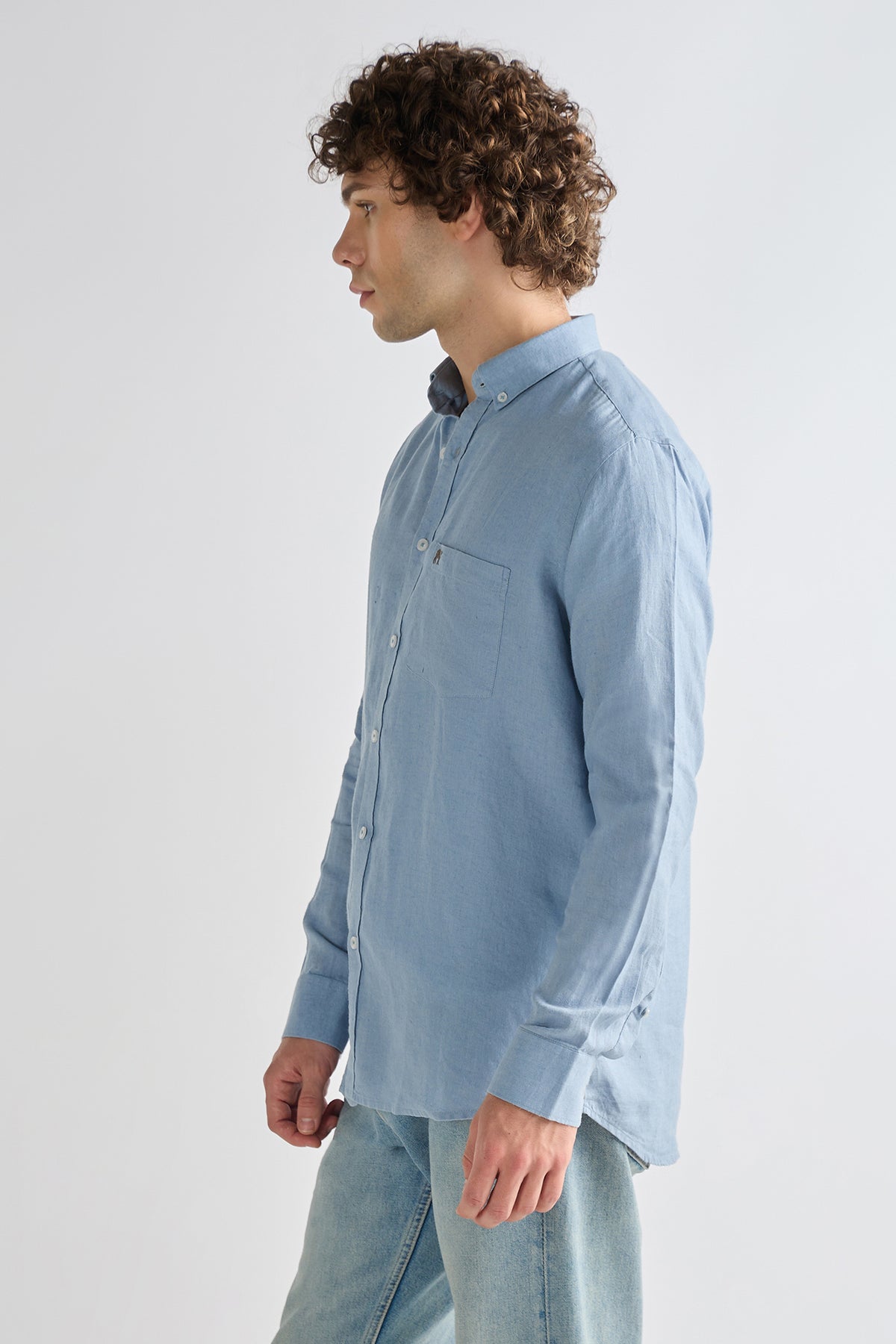 Sky Blue Pure Linen Shirt