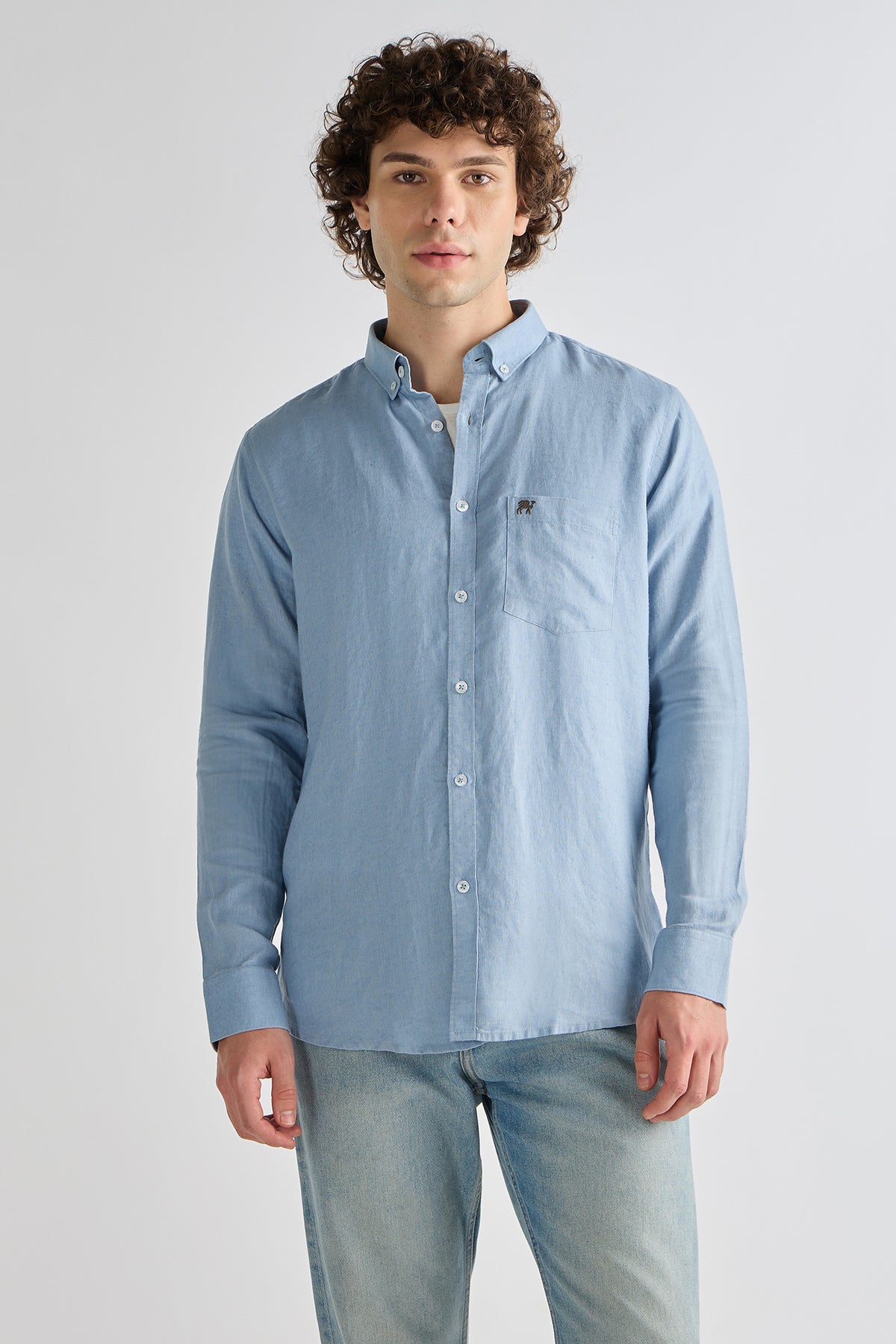 Sky Blue Pure Linen Shirt