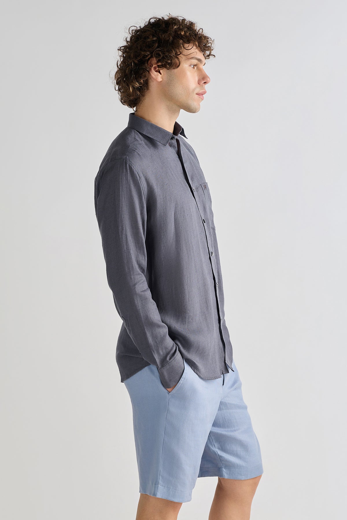 Black Stone Pure Linen Shirt