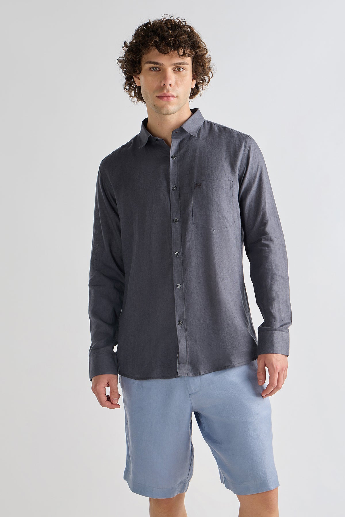 Black Stone Pure Linen Shirt