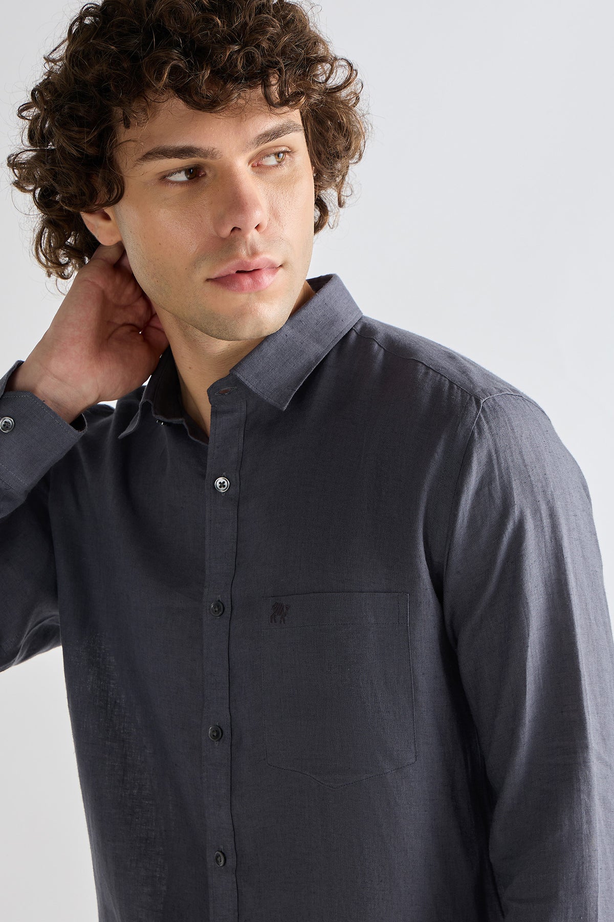 Black Stone Pure Linen Shirt