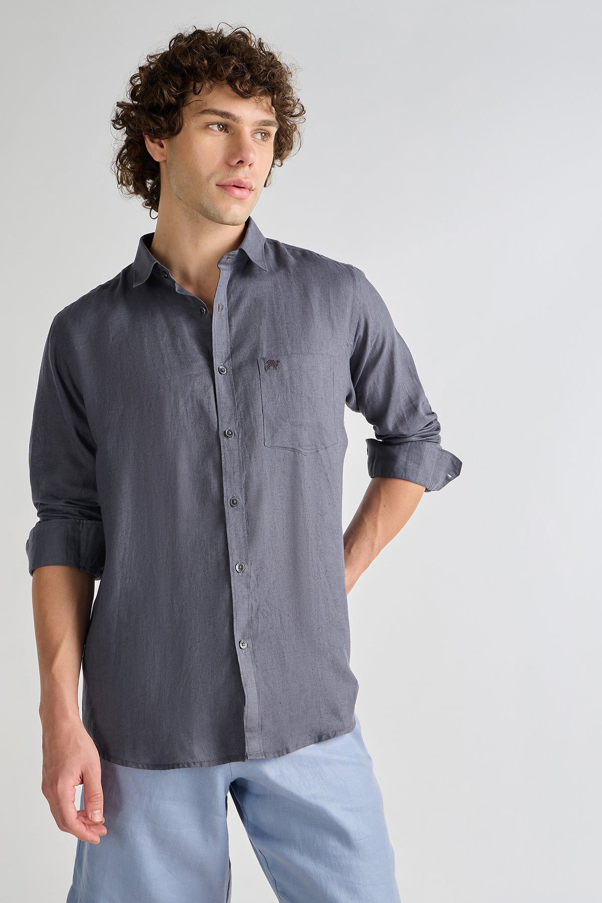 Black Stone Pure Linen Shirt