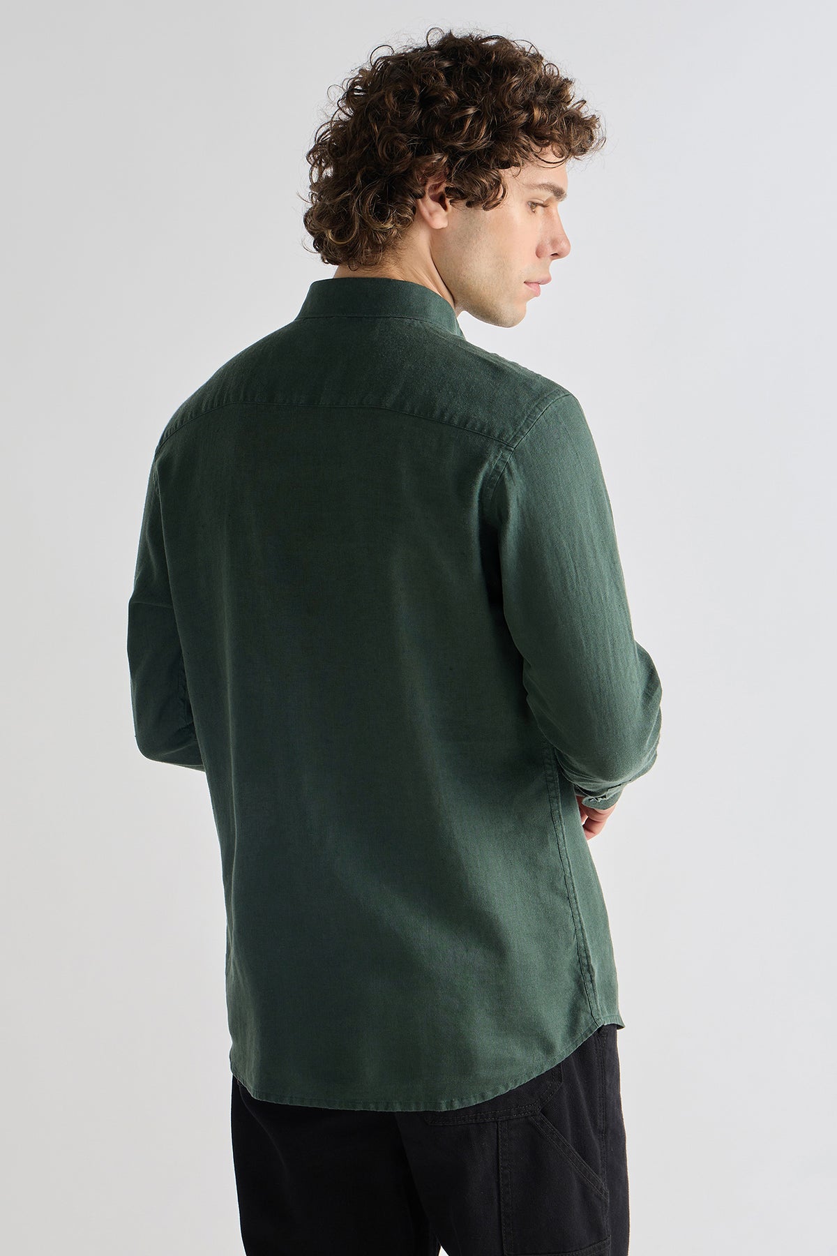 Vintage Olive Pure Linen Shirt