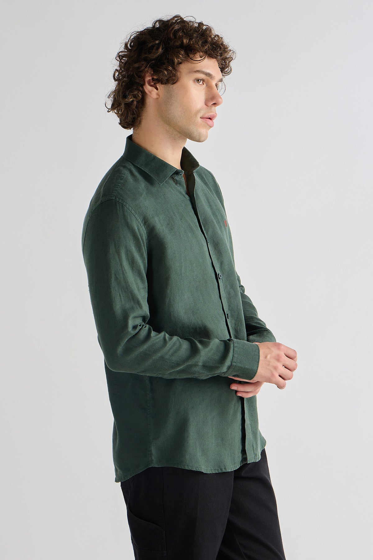 Vintage Olive Pure Linen Shirt