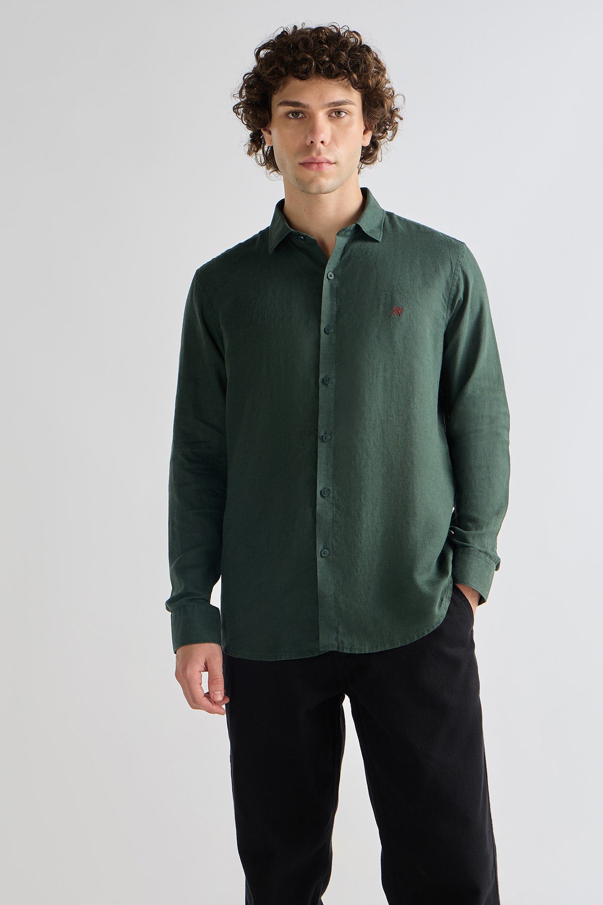 Vintage Olive Pure Linen Shirt