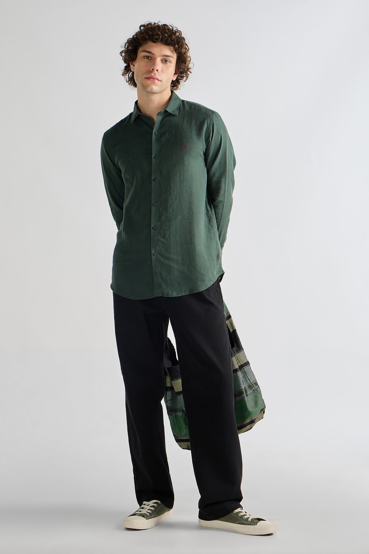 Vintage Olive Pure Linen Shirt