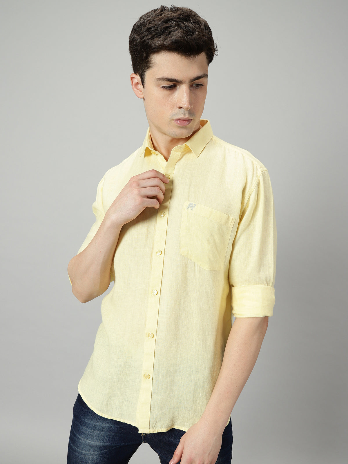 Buy Lemon Zest Pure Linen Men's Shirt Online