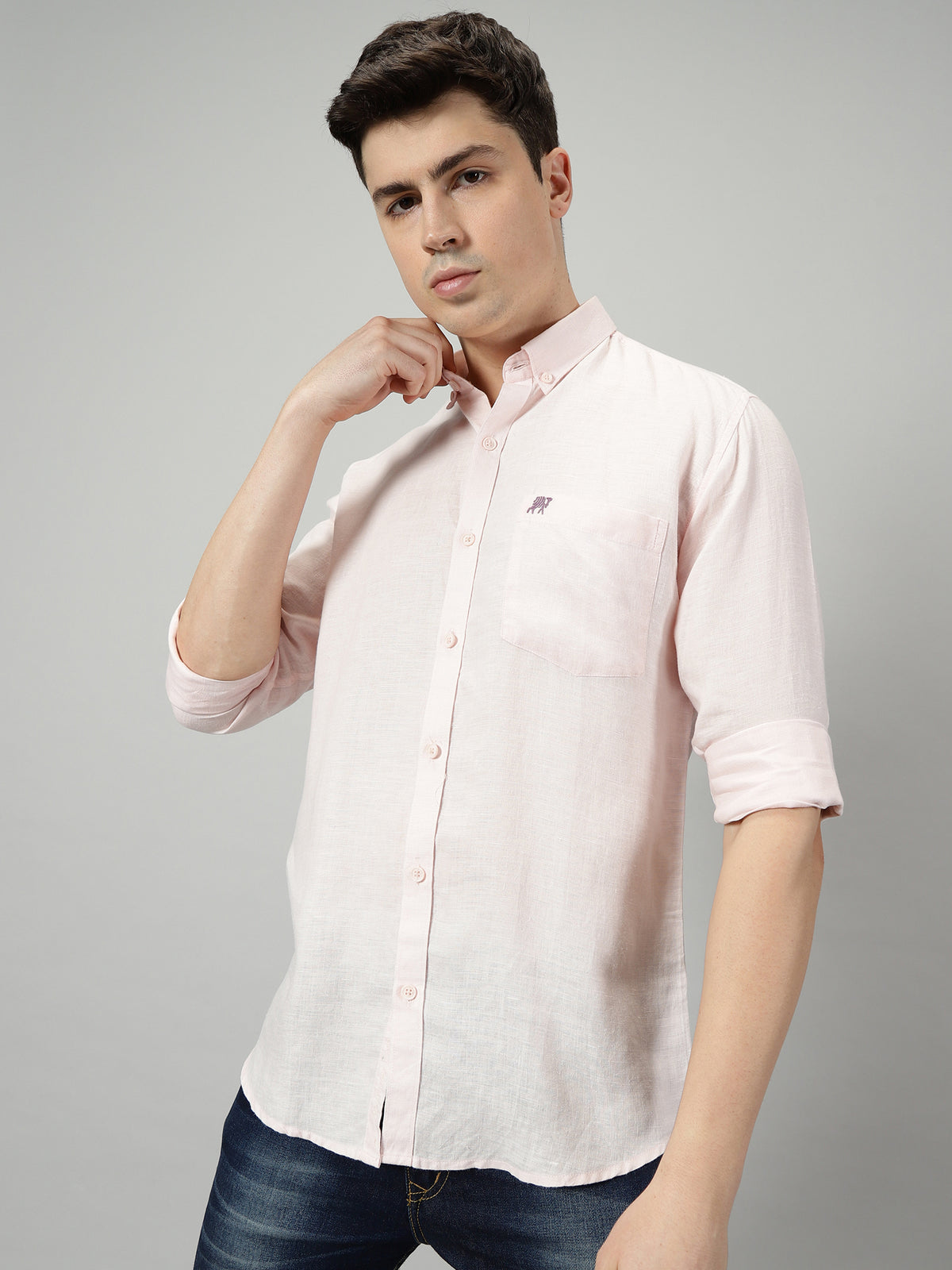 Buy Pink Onyx Pure Linen Men's Shirt Online