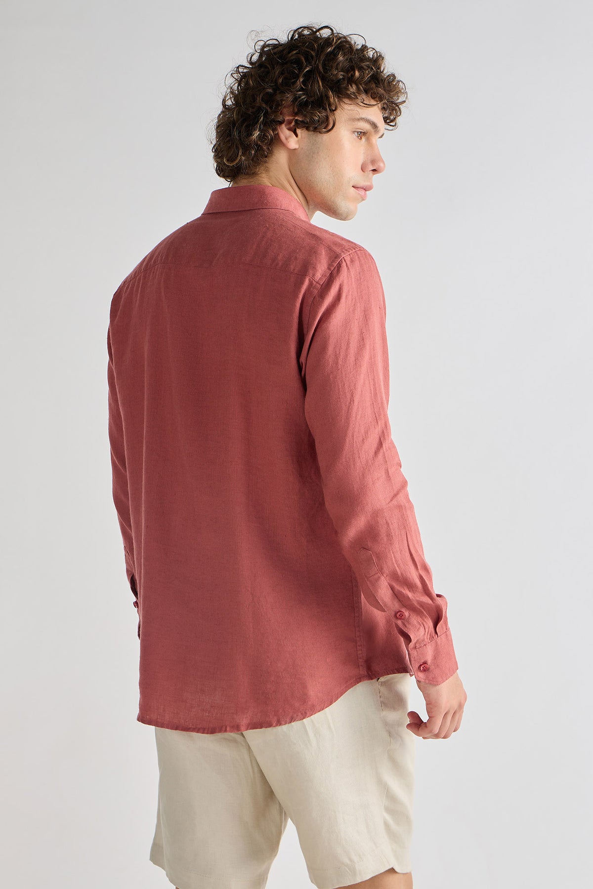 Imperial Red Pure Linen Shirt