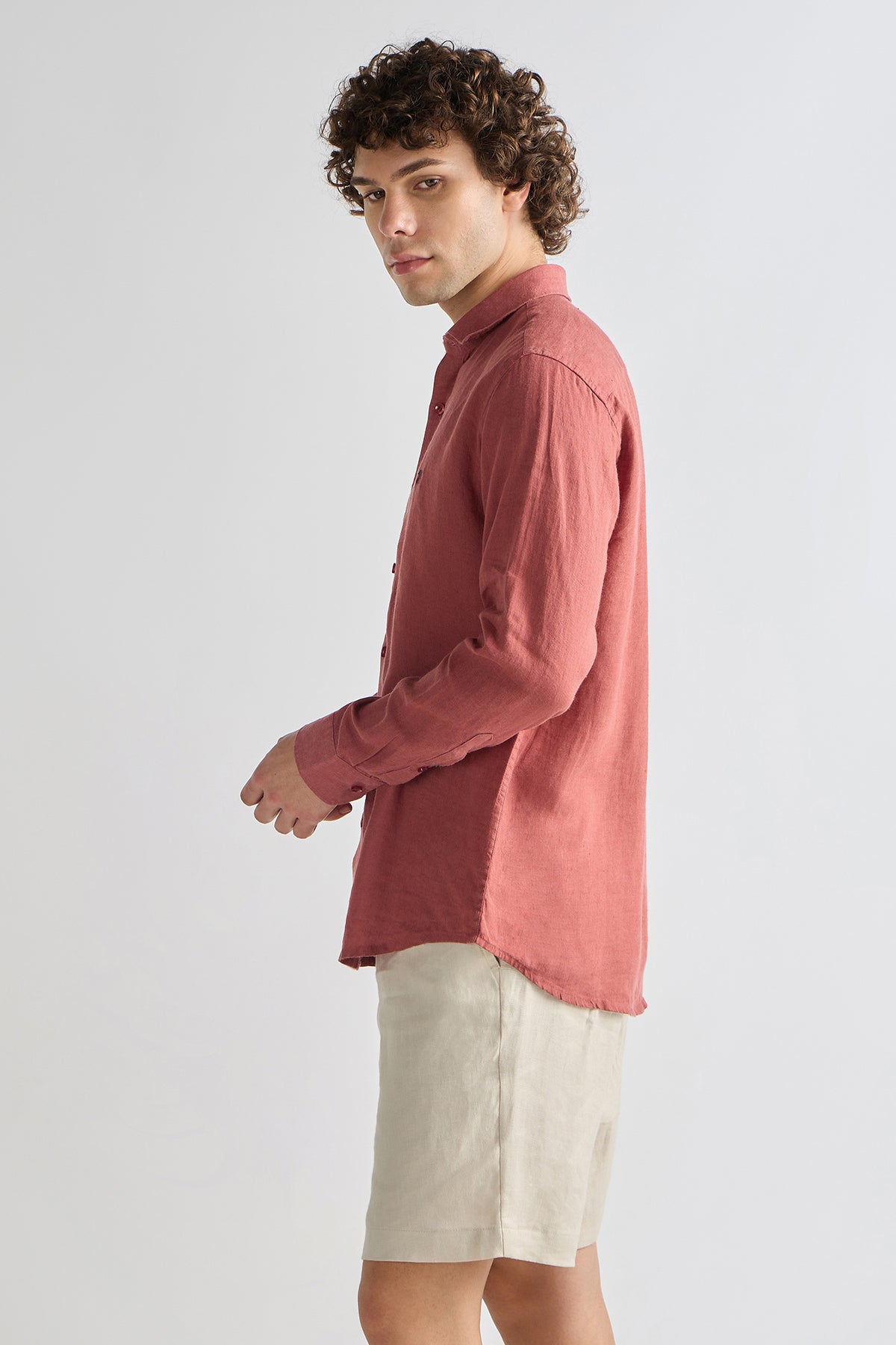 Imperial Red Pure Linen Shirt