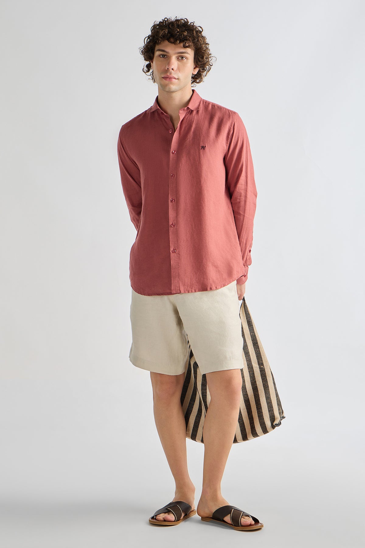 Imperial Red Pure Linen Shirt