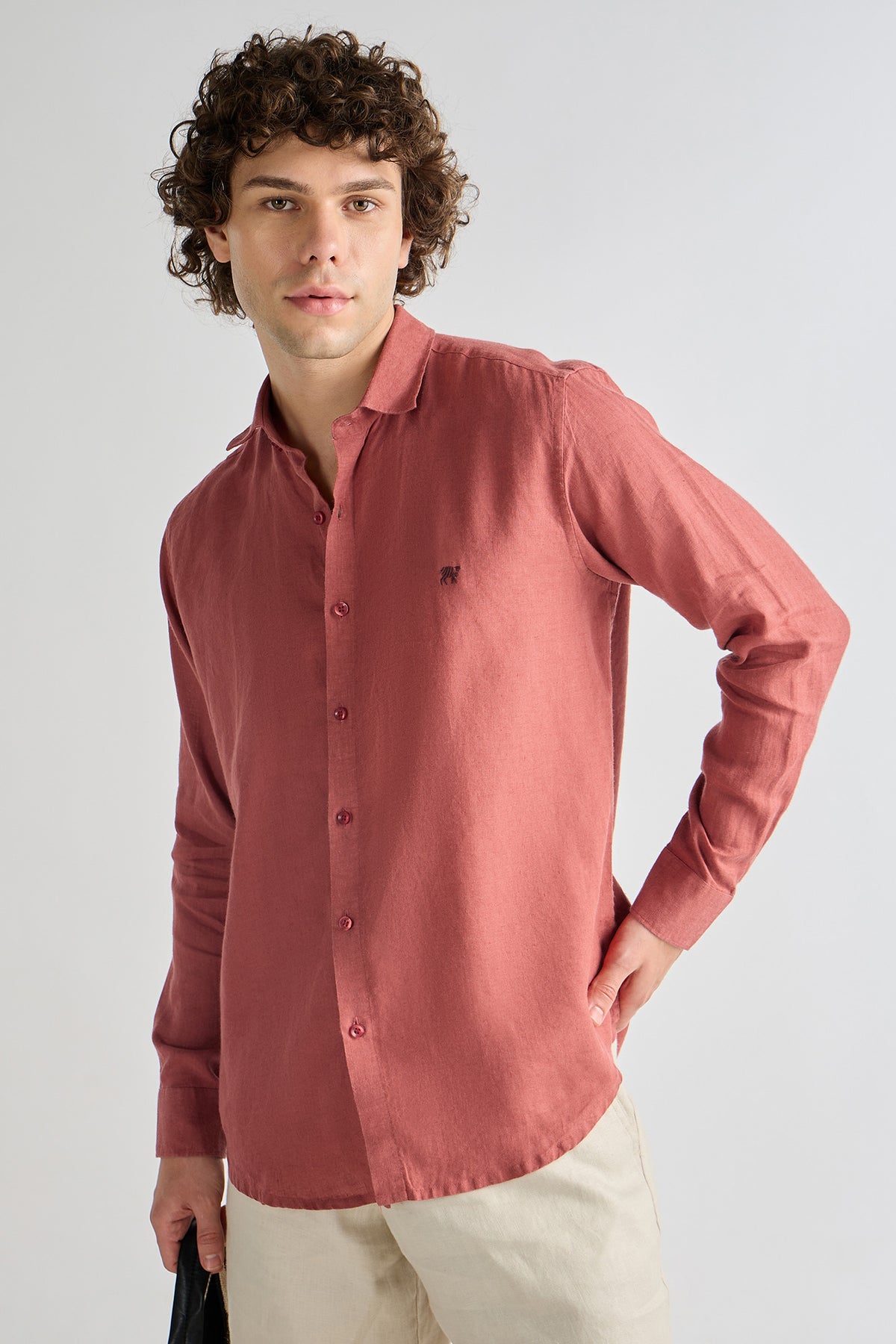 Imperial Red Pure Linen Shirt