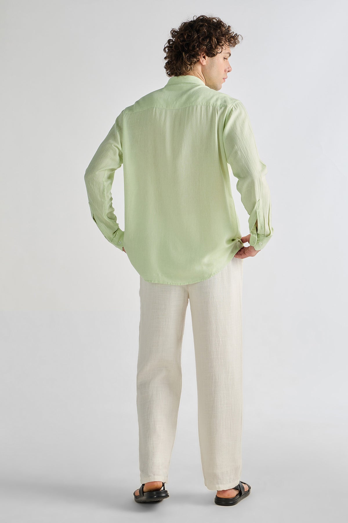 Lemon Green Cotton-Linen Shirt