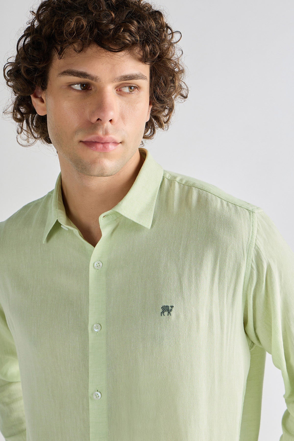 Lemon Green Cotton-Linen Shirt