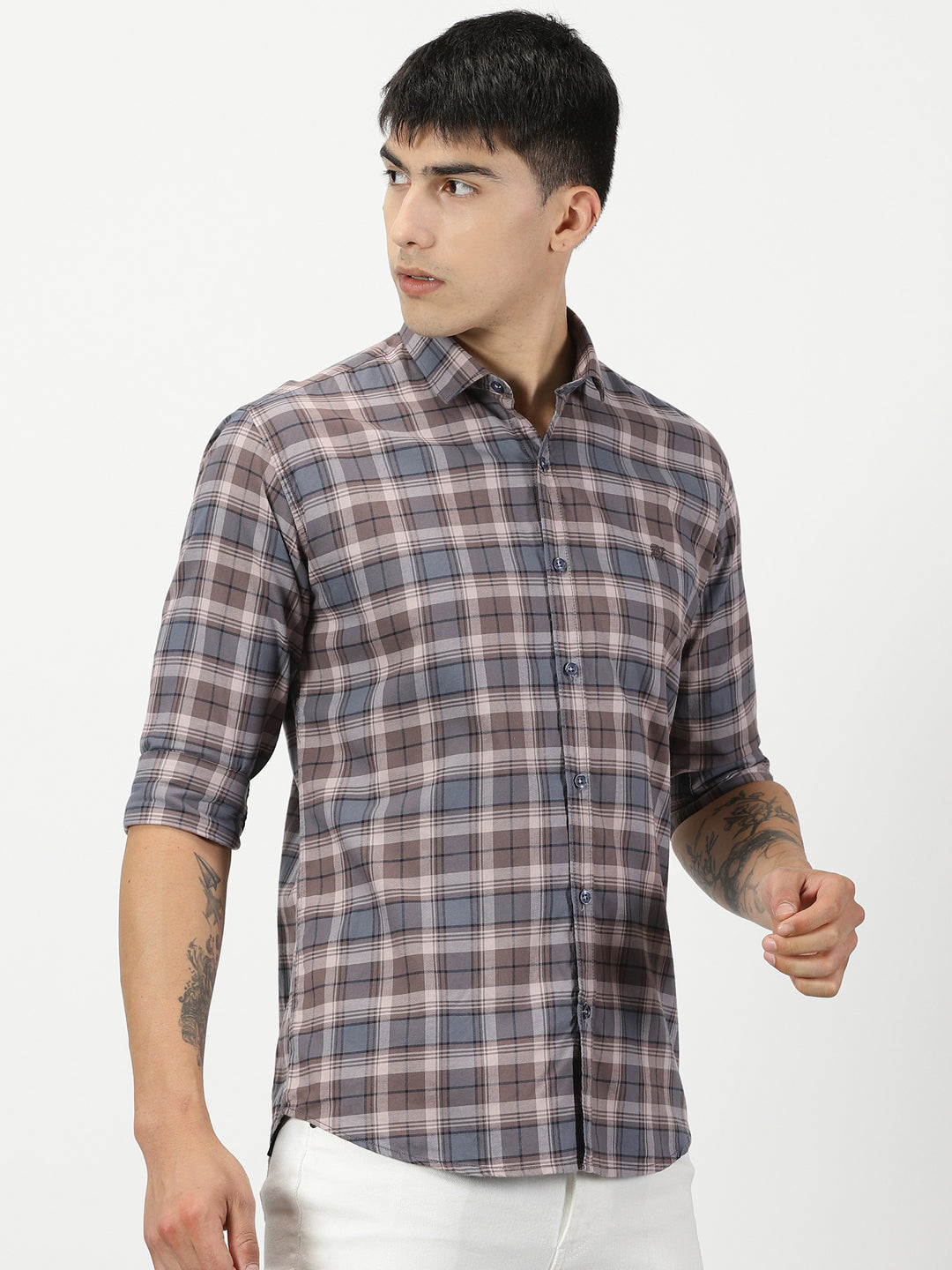 Lilac Tint Grey Check Shirt