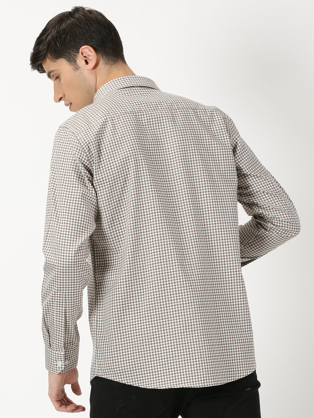 Buy Brown White Check Cotton Men's Shirt Online