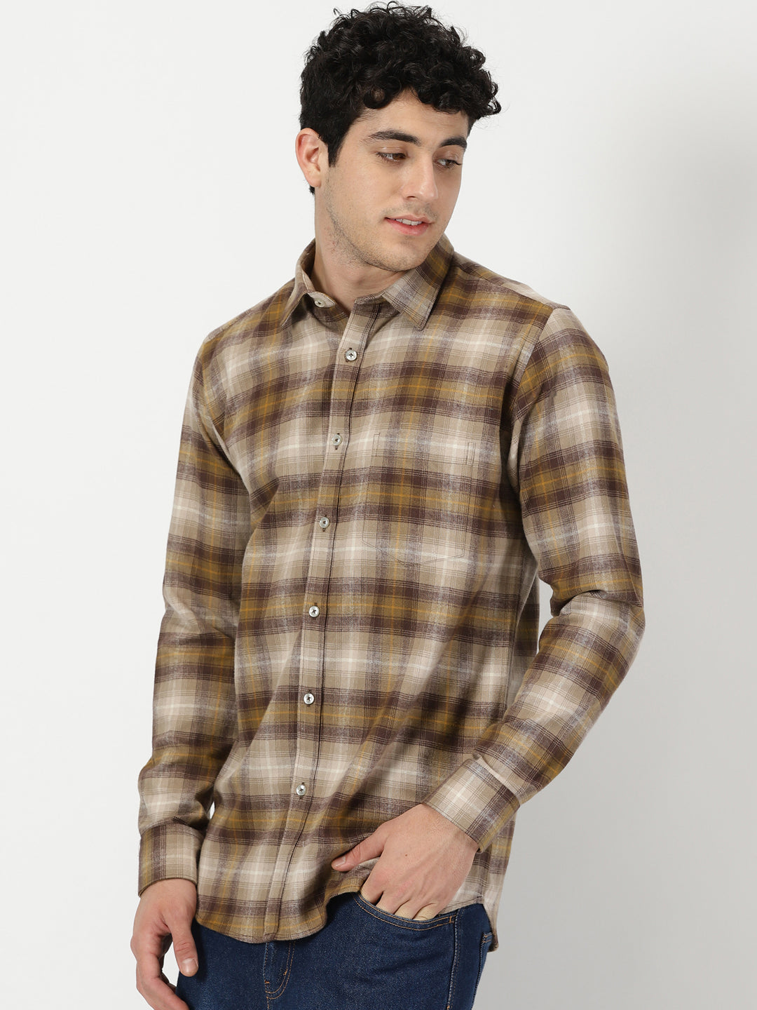 Brown Check Flannel Shirt