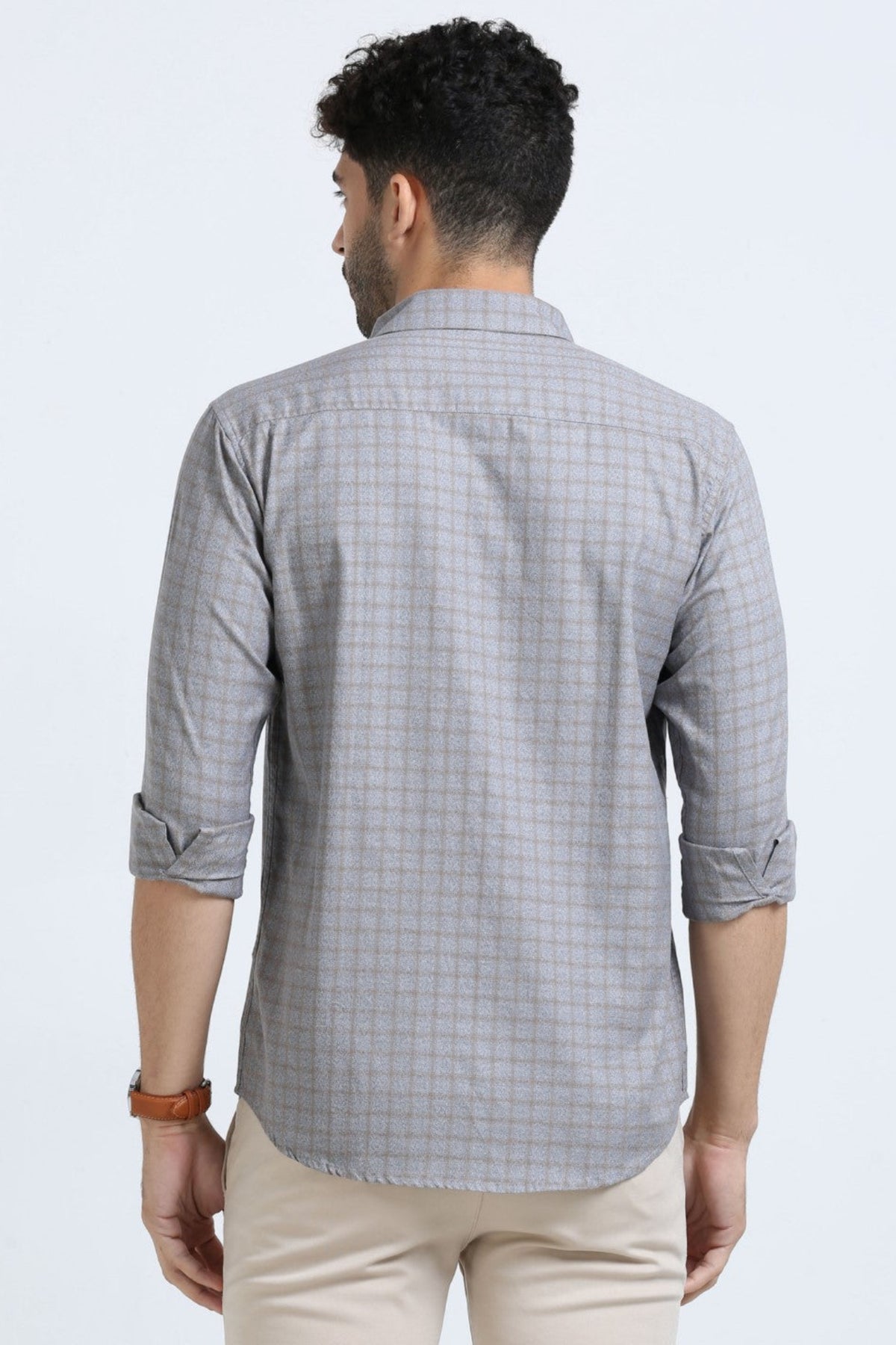 Buy Slate Khaki Checkered Men's Shirt Online