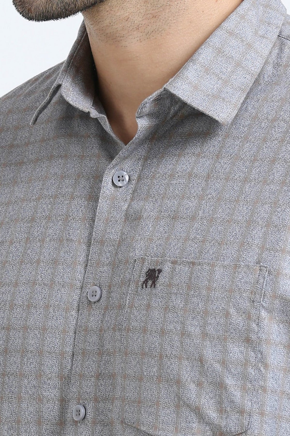 Buy Slate Khaki Checkered Men's Shirt Online