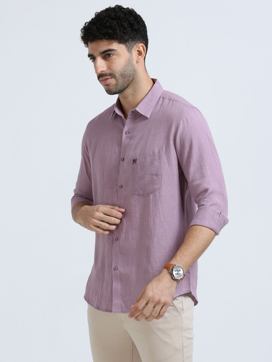 Buy Lavender Pure Linen Men's Shirt Online