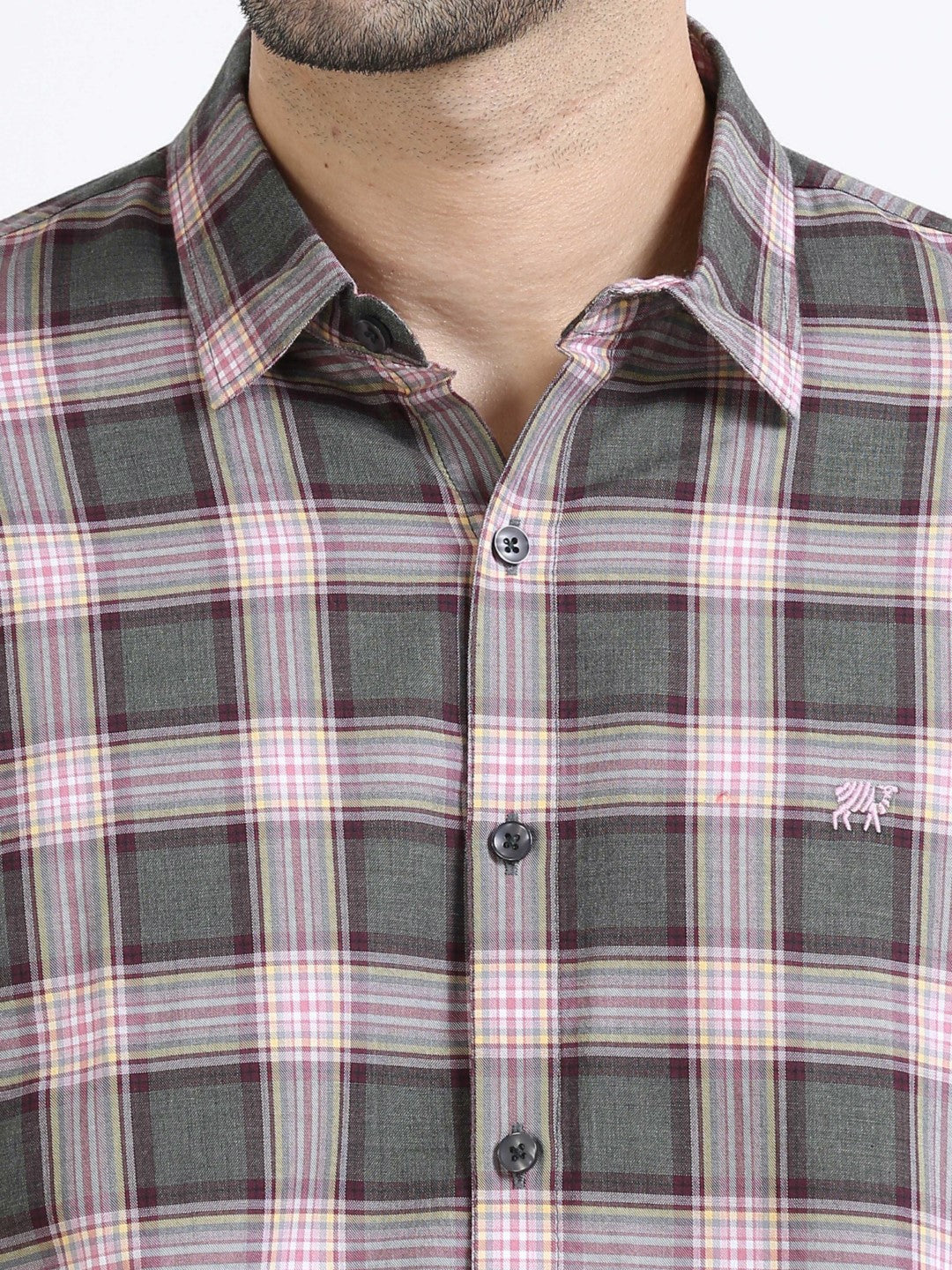 Buy Olive Blush Check Men's Shirt Online