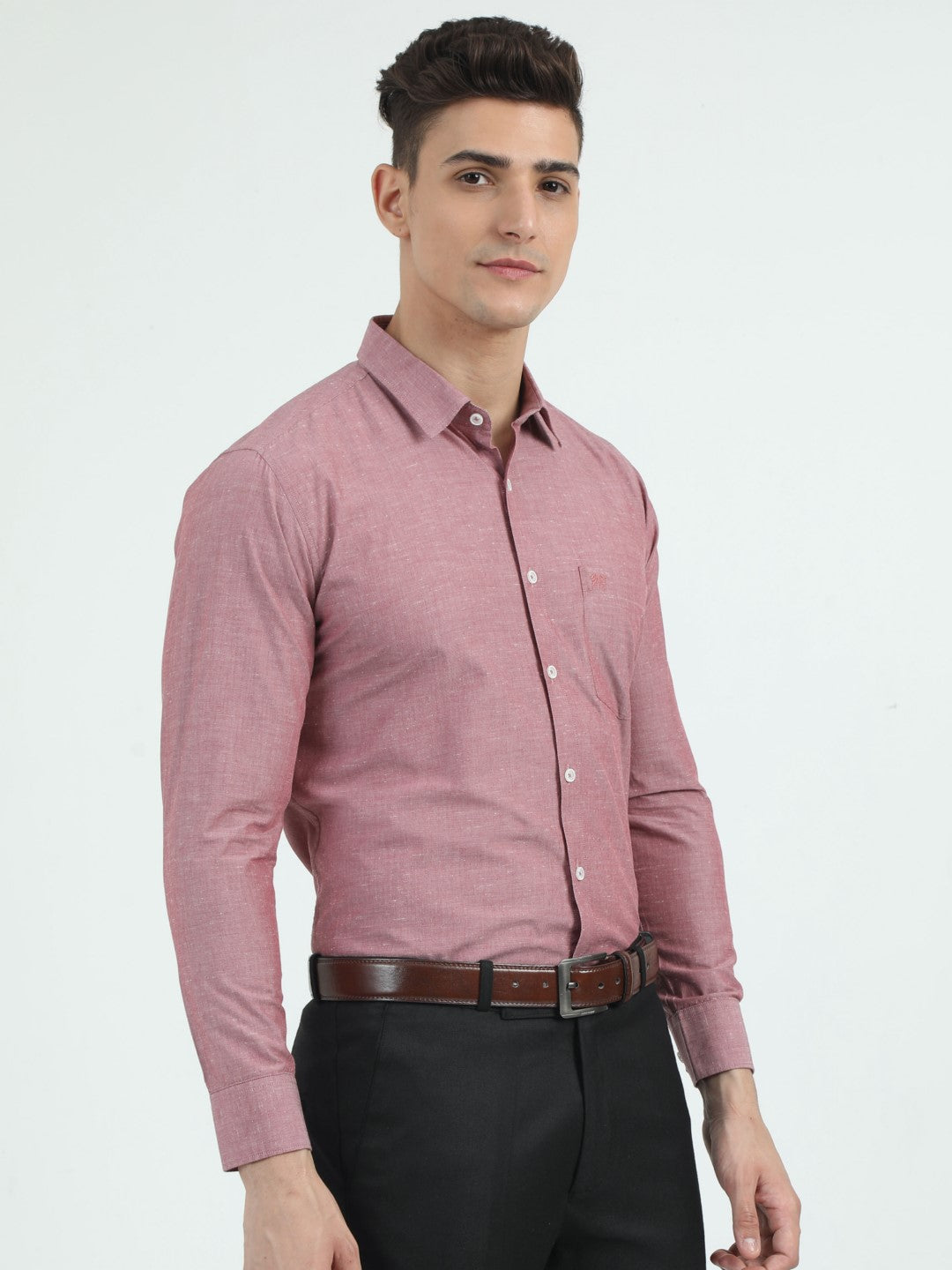 Buy Wine Red Chambray Men's Shirt Online