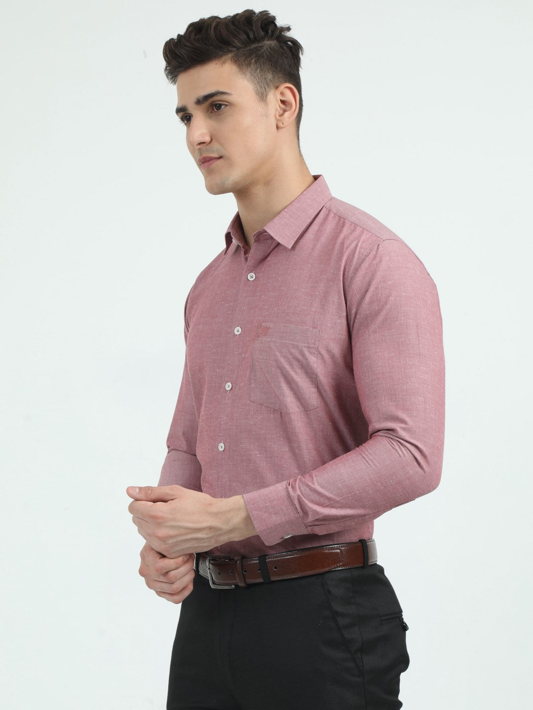 Buy Wine Red Chambray Men's Shirt Online