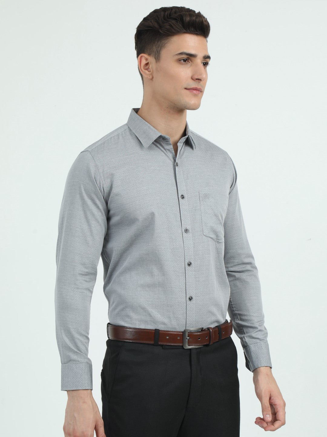 Buy Ash Grey Formal Men's Shirt Online