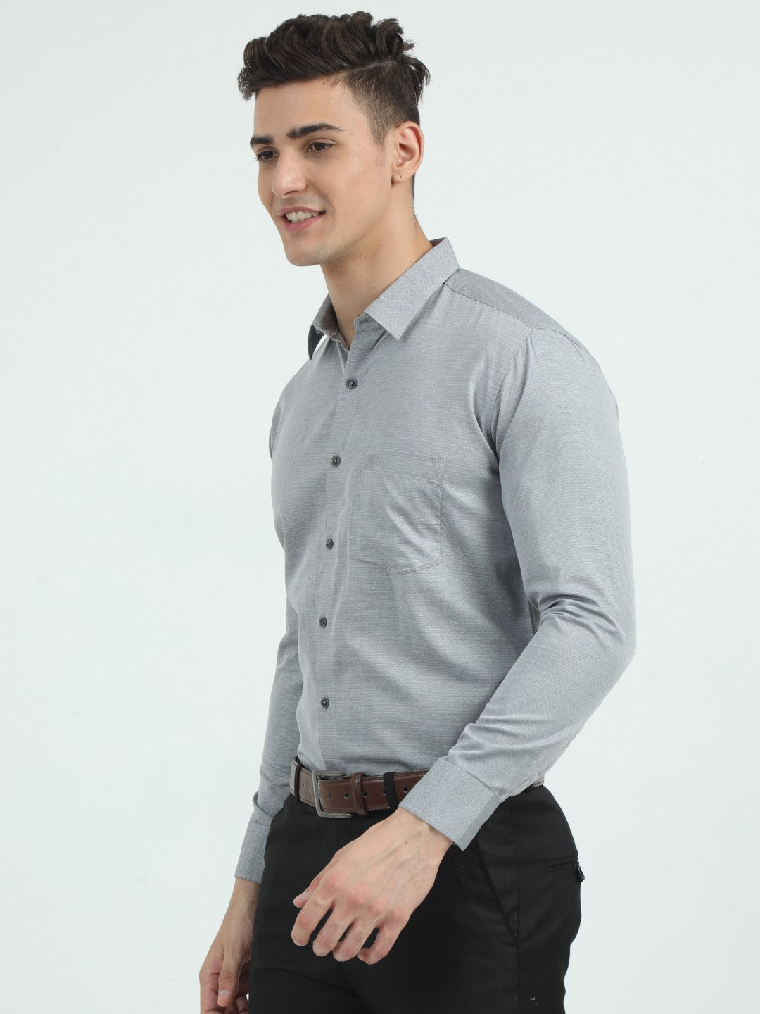 Buy Ash Grey Formal Men's Shirt Online