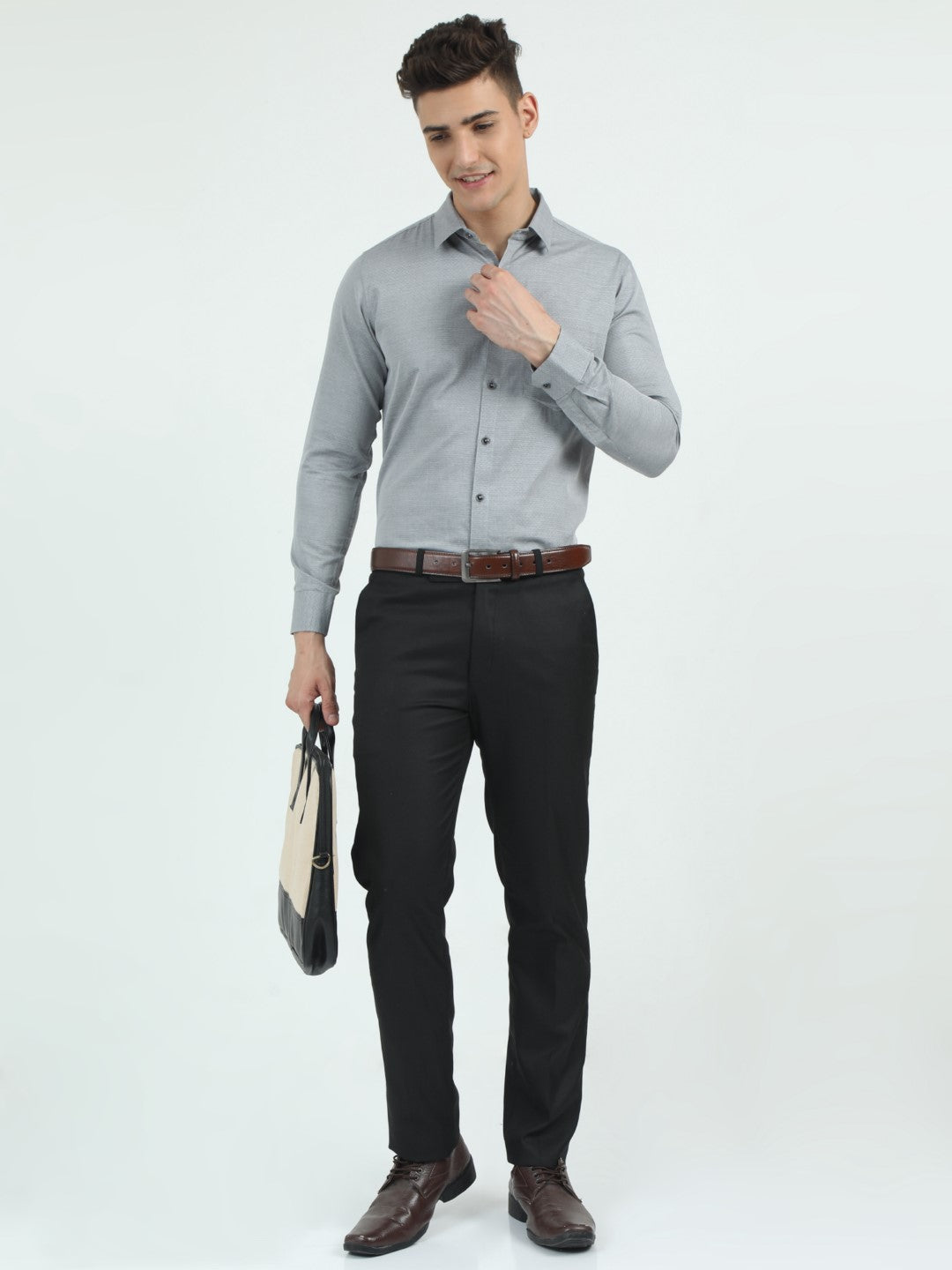 Buy Ash Grey Formal Men's Shirt Online