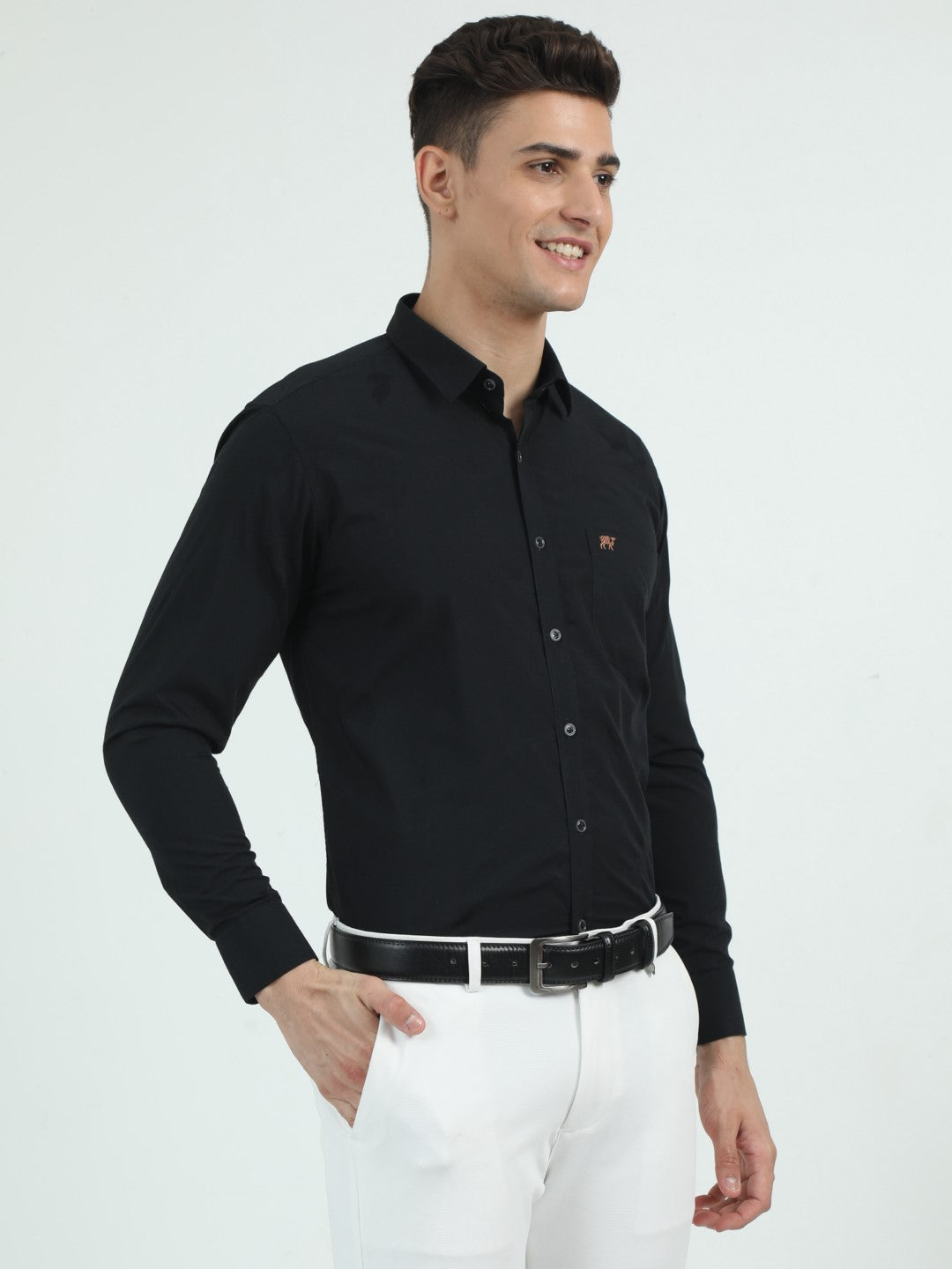 Buy Deep Black Jacquard Men's Shirt Online