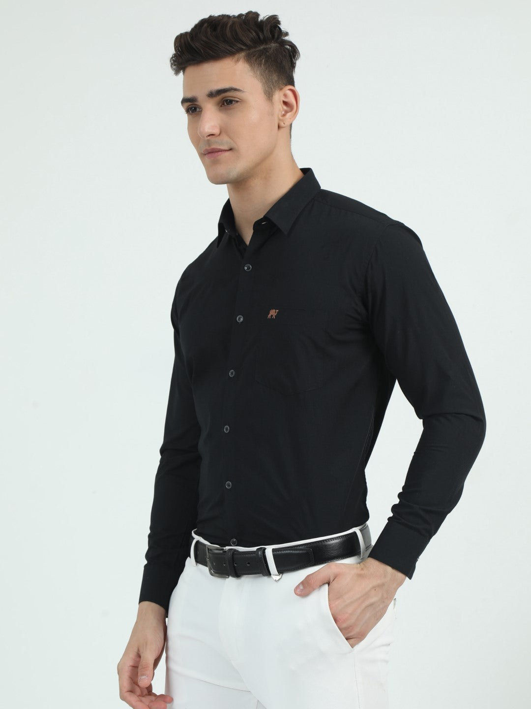 Buy Deep Black Jacquard Men's Shirt Online