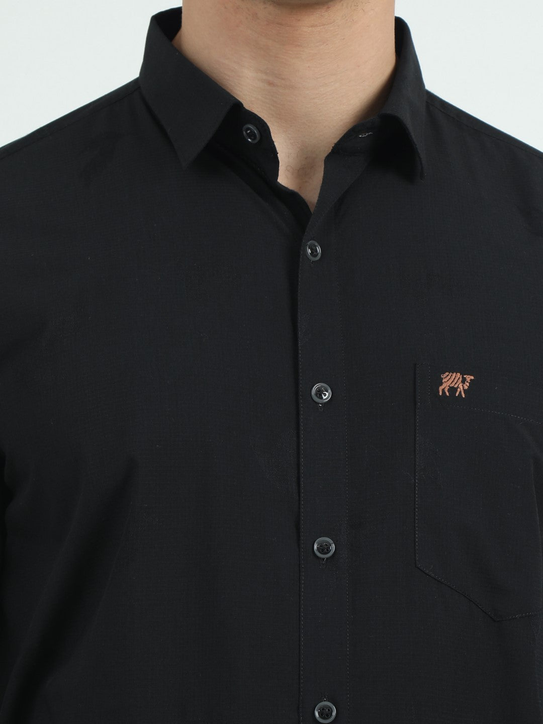 Buy Deep Black Jacquard Men's Shirt Online