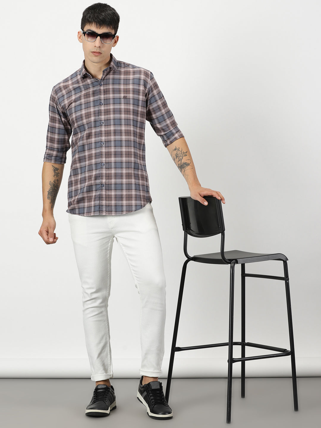 Lilac Tint Grey Check Shirt