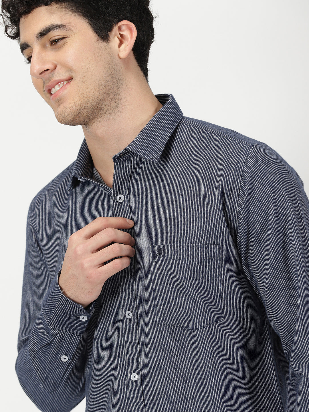 Navy Pinstripe Shirt