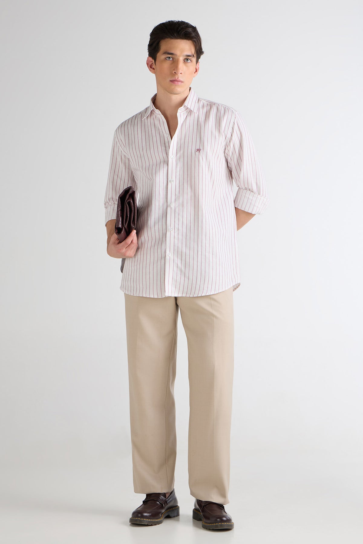 Crimson Pinstripe Hemp Shirt