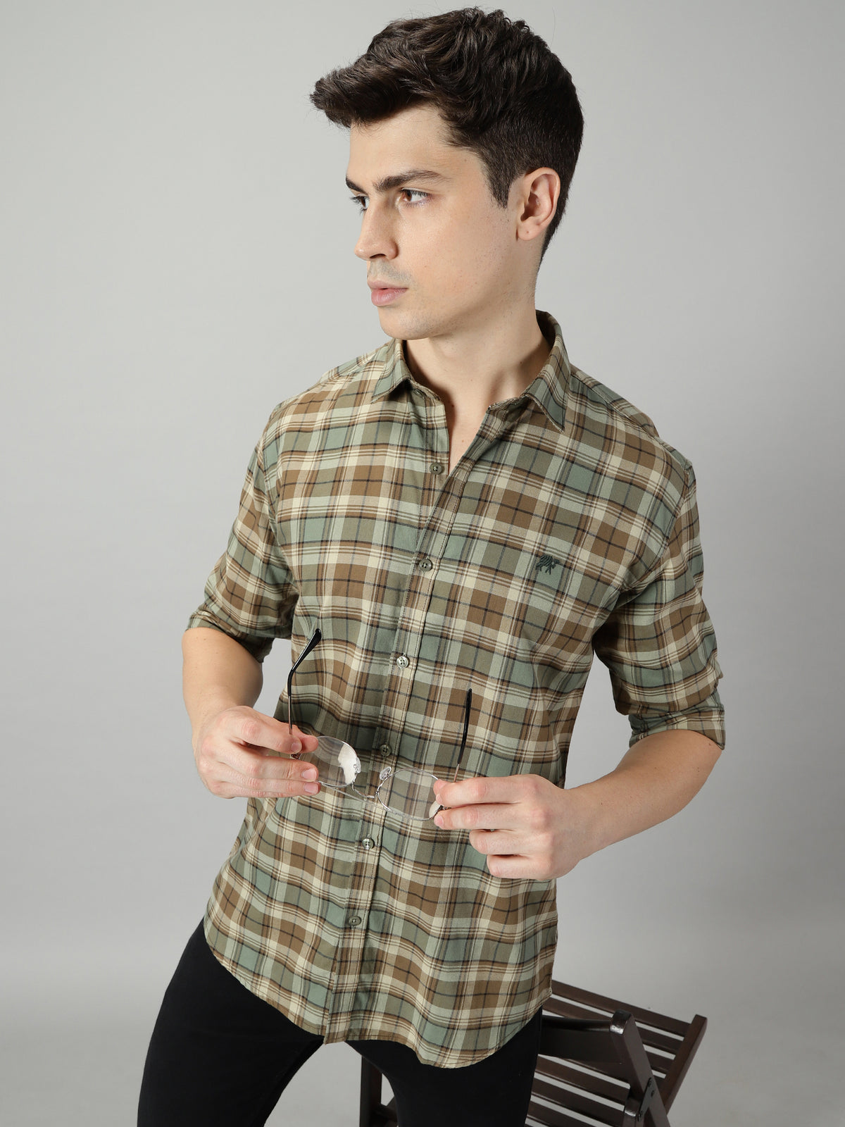 Khakhi Fern Blend Check Shirt