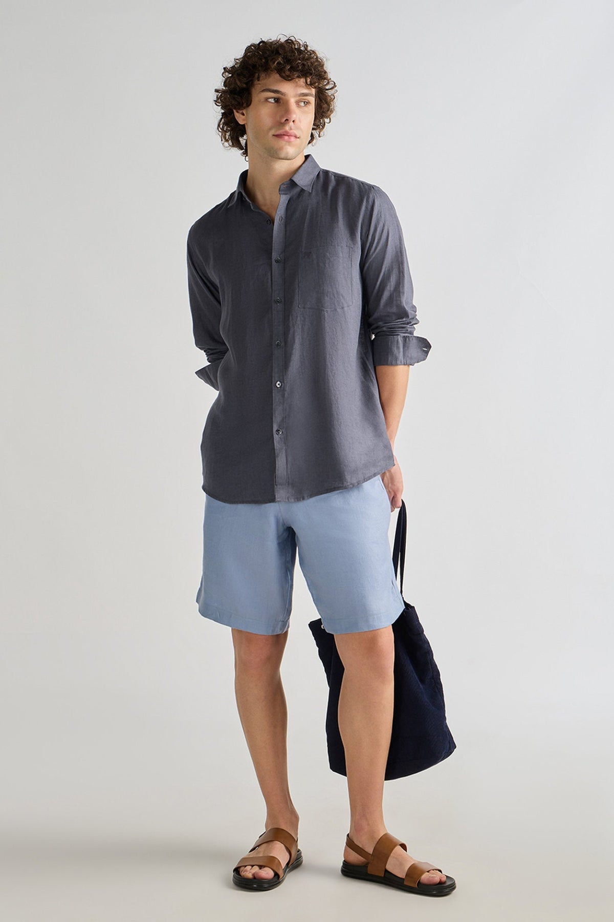 Black Stone Pure Linen Shirt