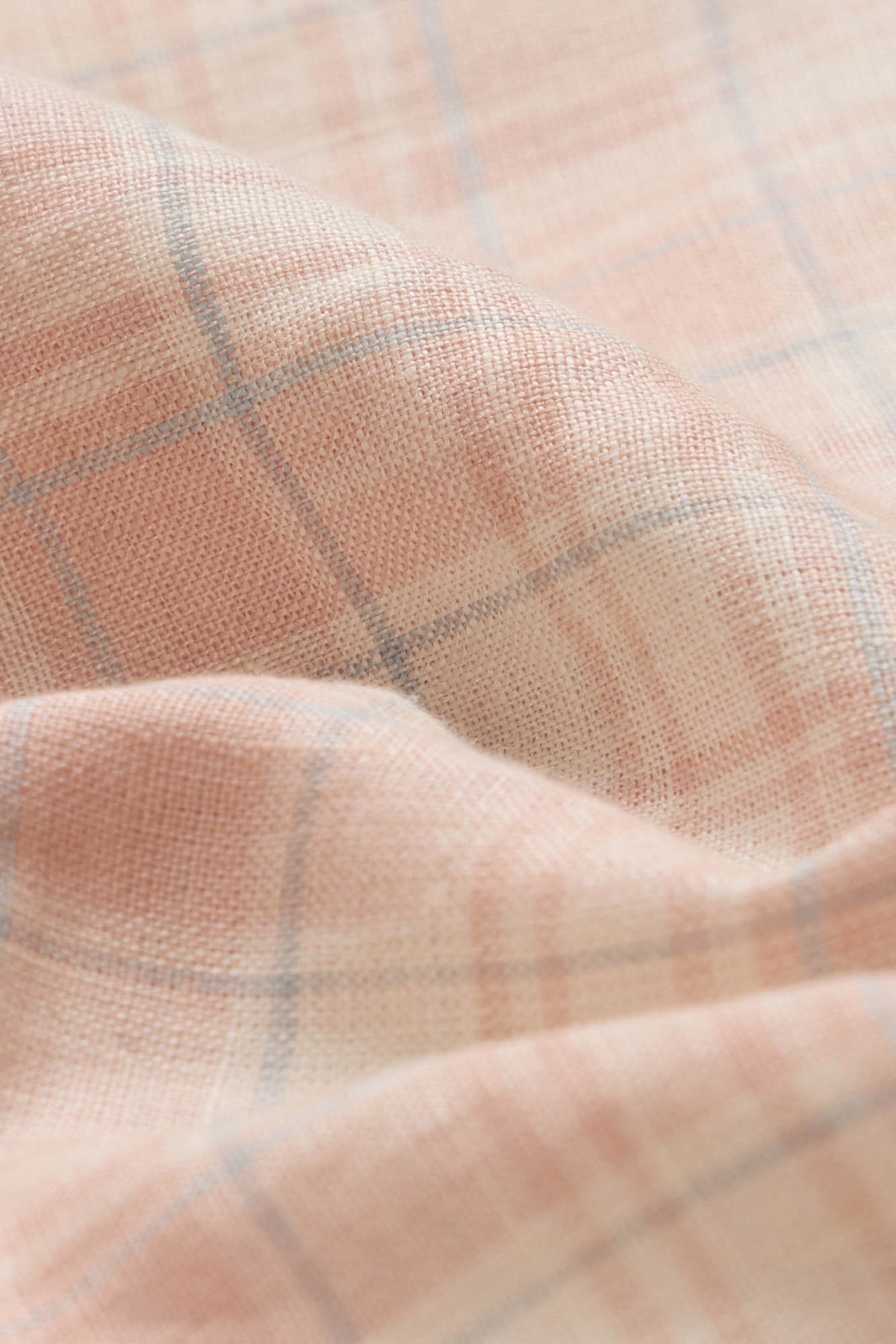 Vintage Peach Check Pure Linen Shirt