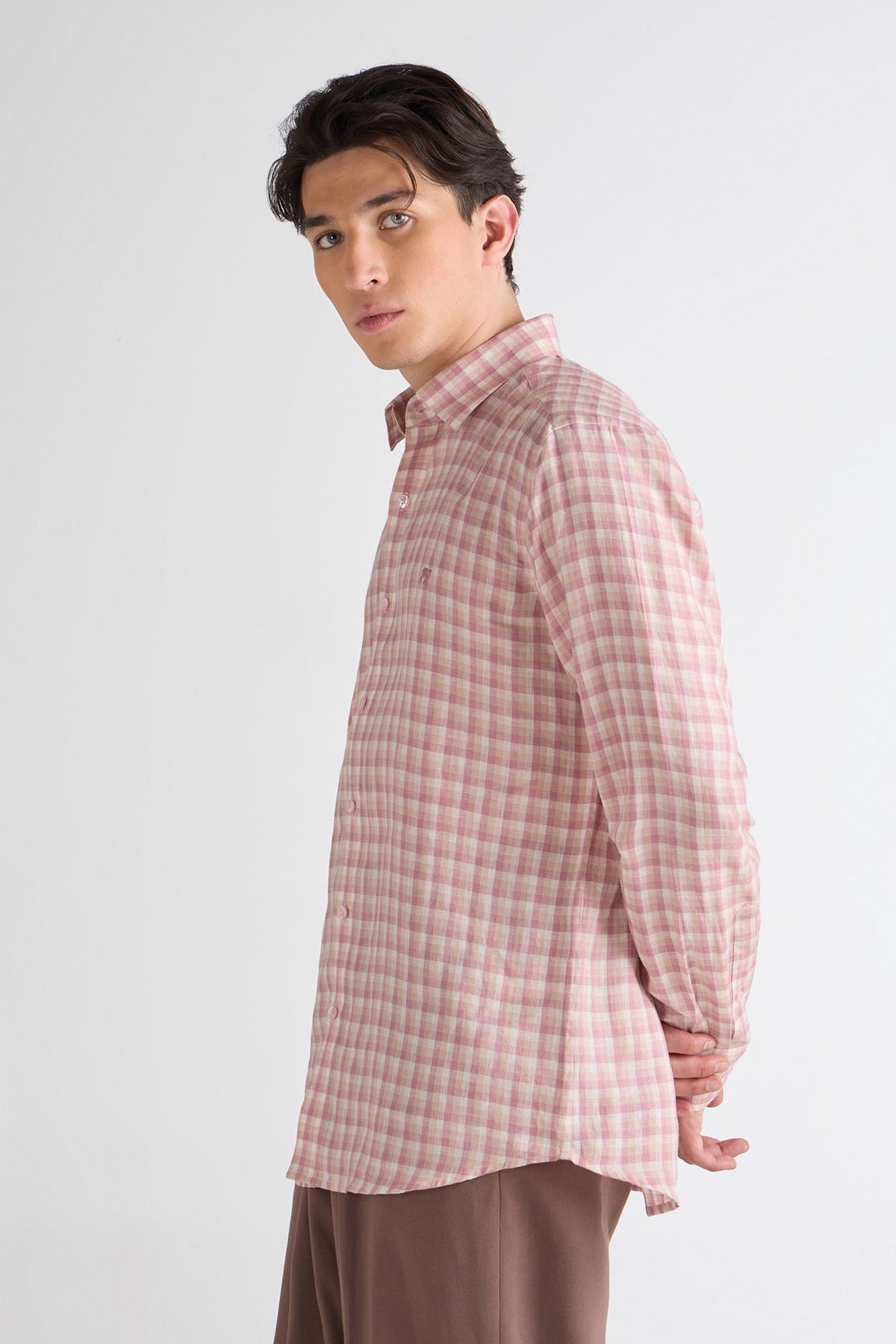 Pastel Check Pure Linen Shirt