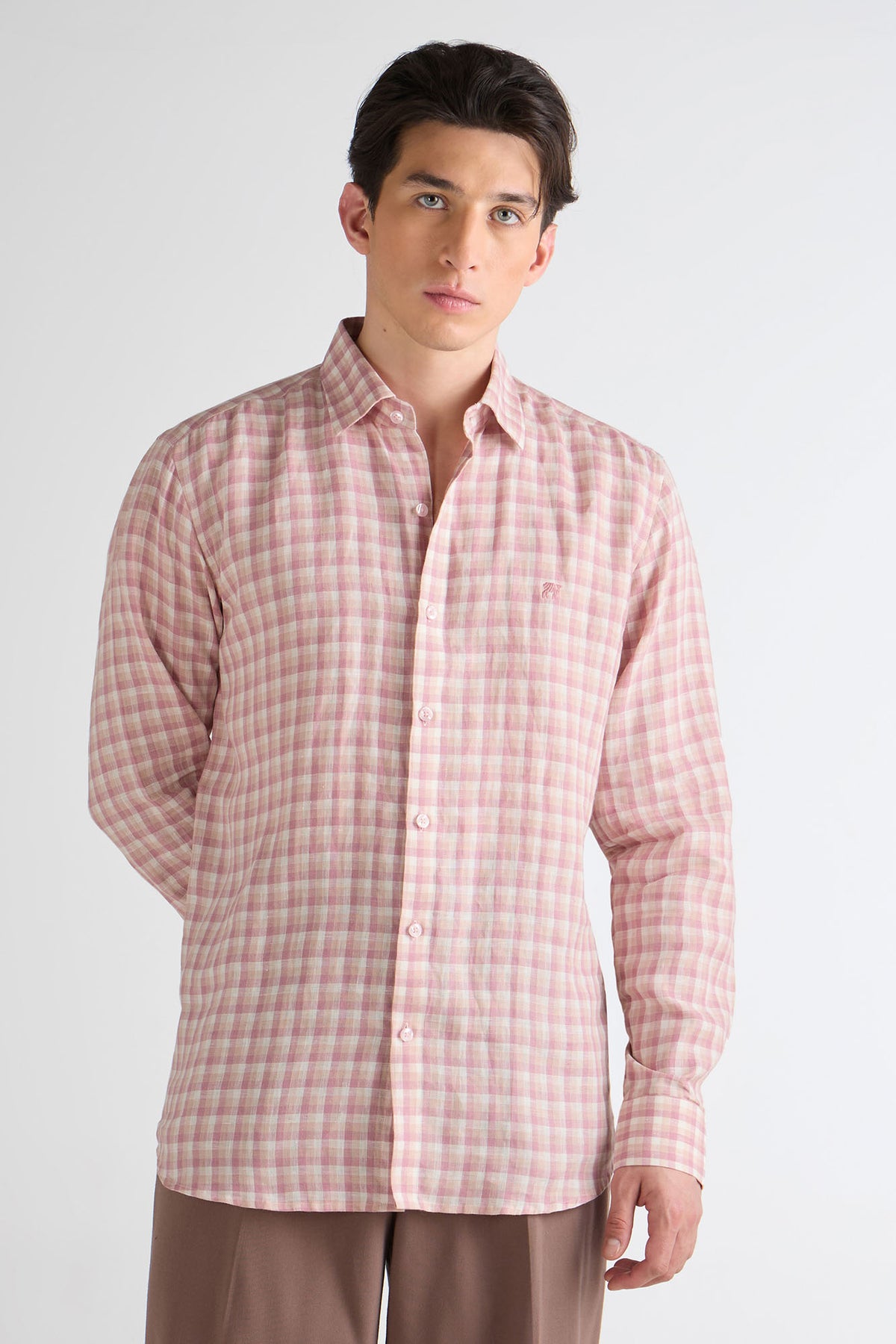 Pastel Check Pure Linen Shirt