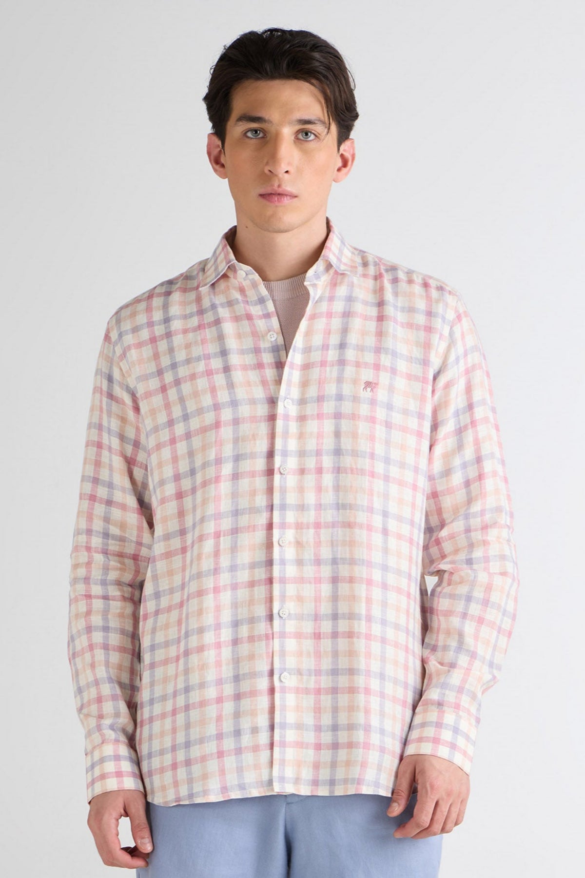 Soft Grid Pure Linen Shirt