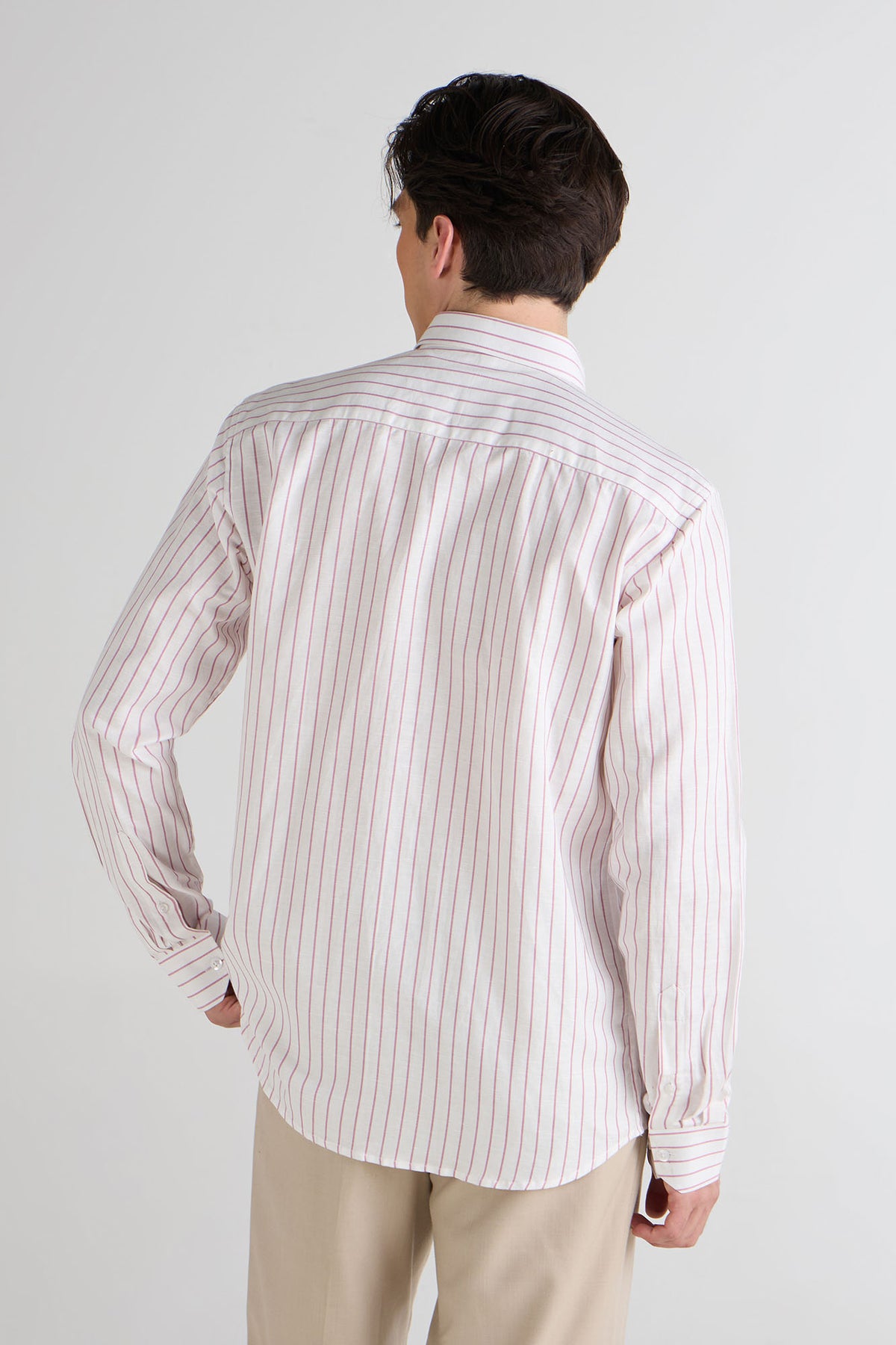 Crimson Pinstripe Hemp Shirt
