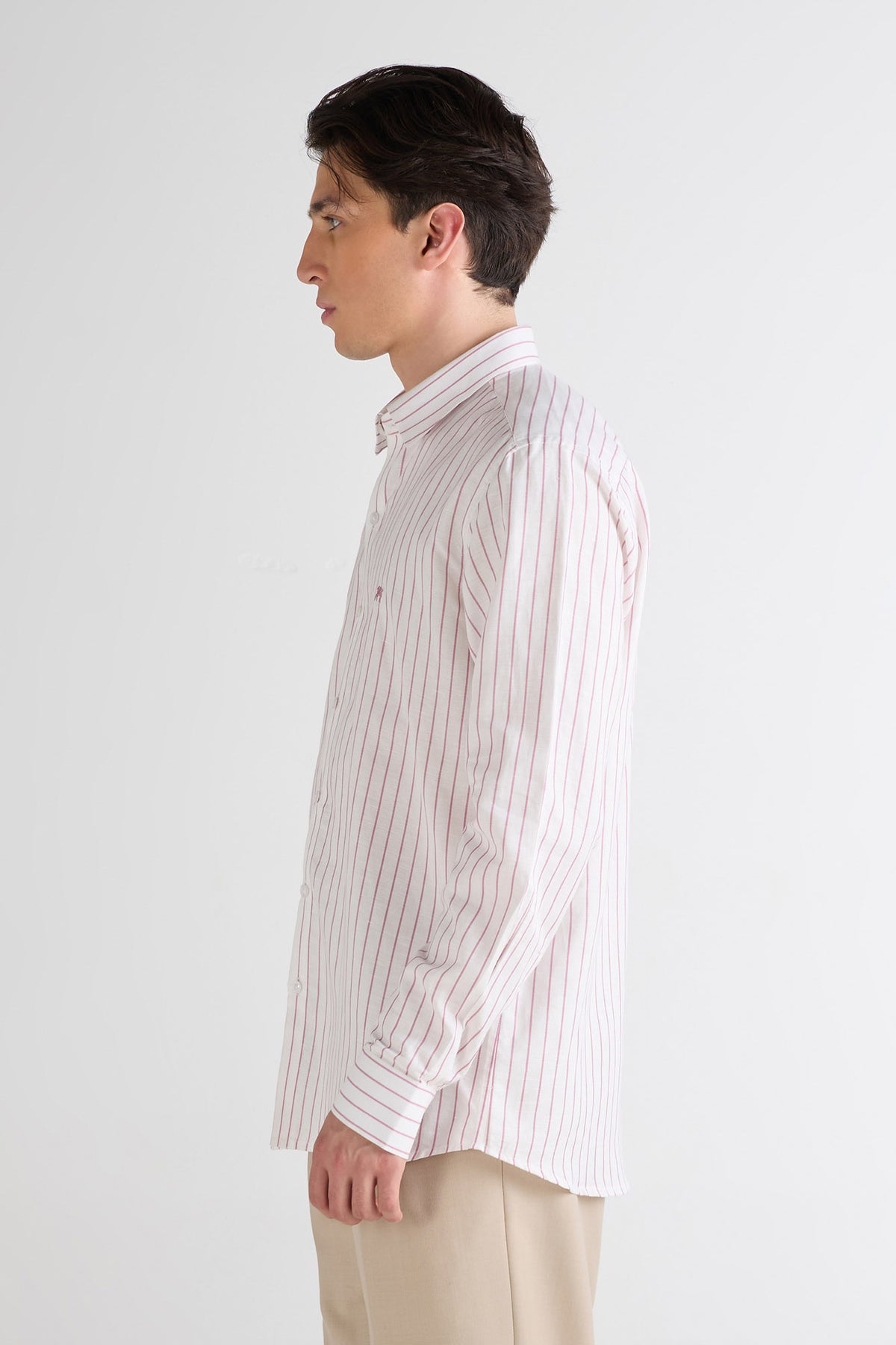 Crimson Pinstripe Hemp Shirt