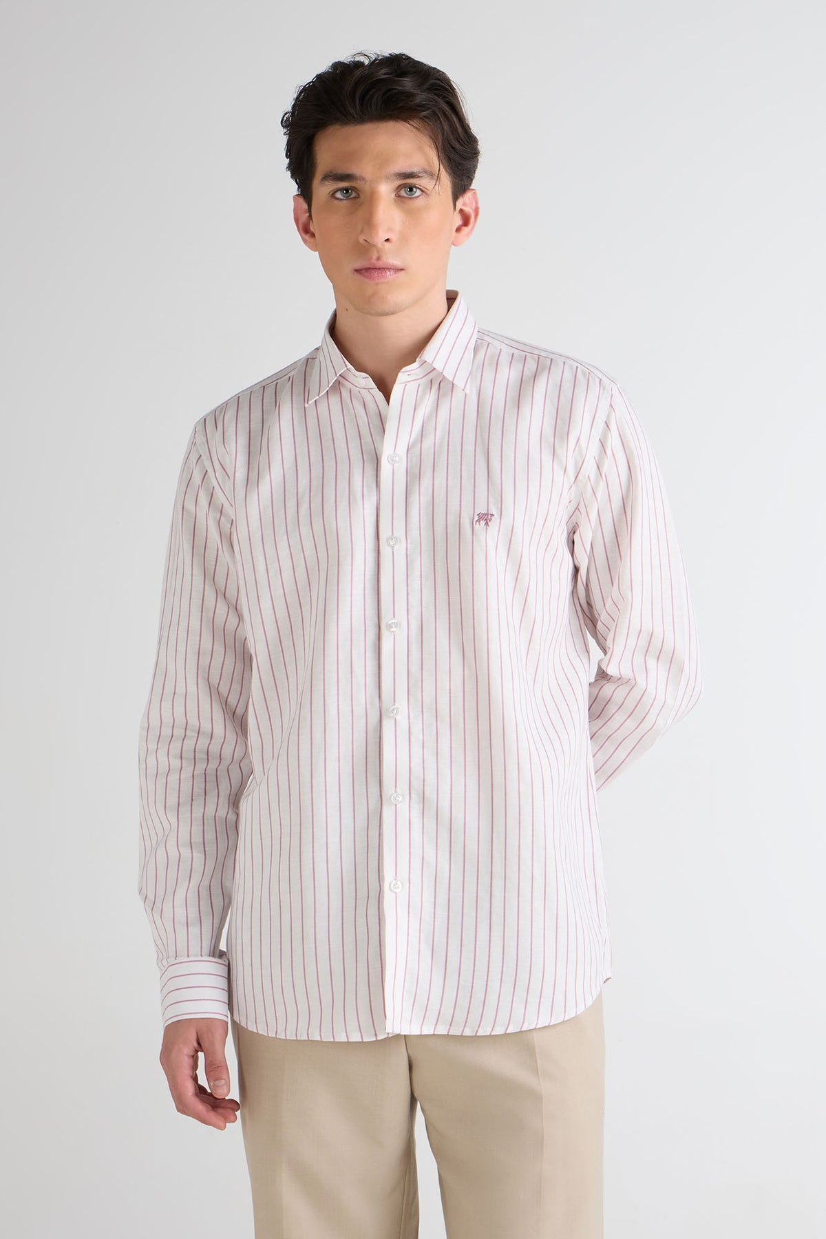 Crimson Pinstripe Hemp Shirt