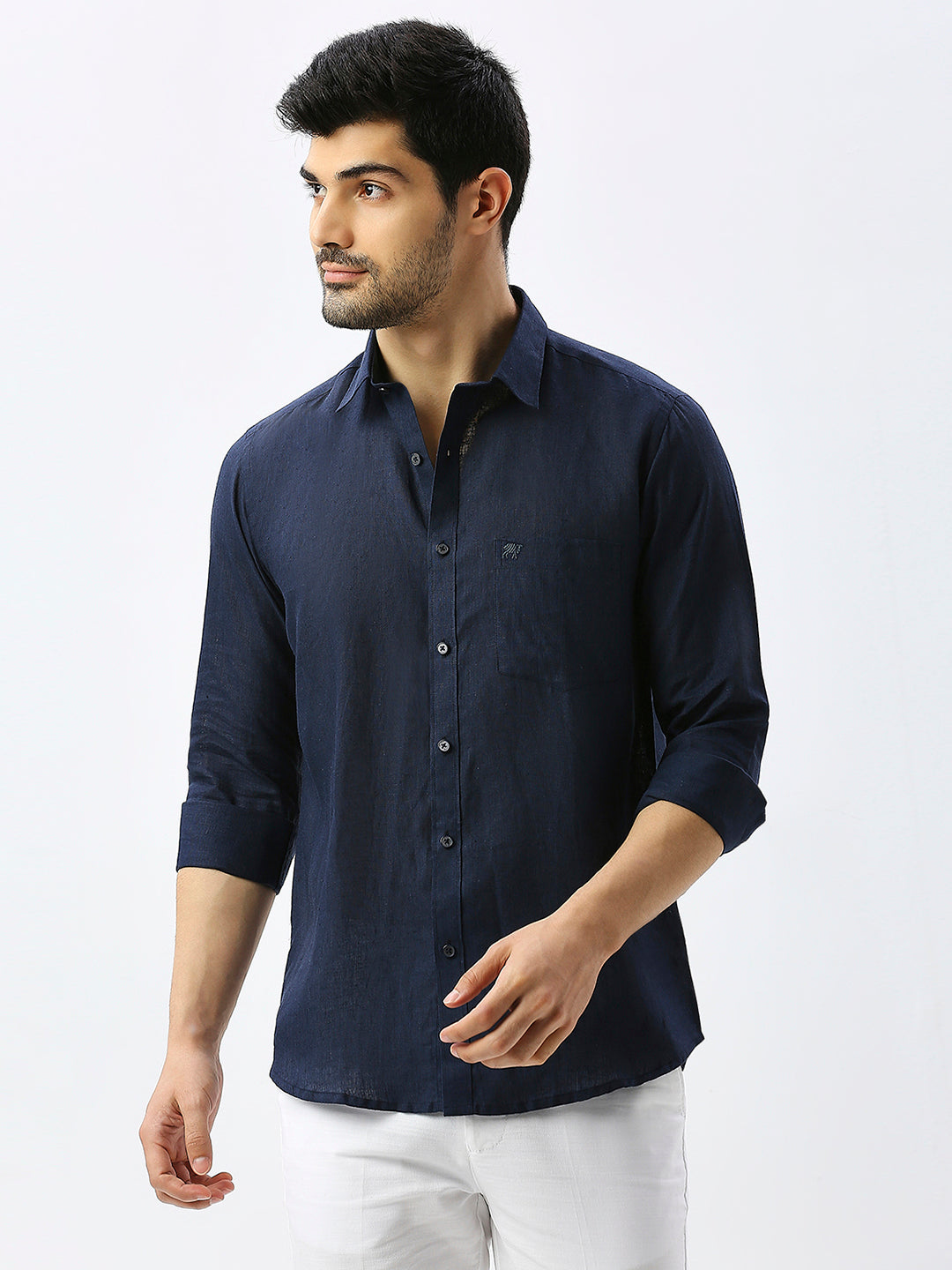 Navy Dusk Pure Linen Shirt