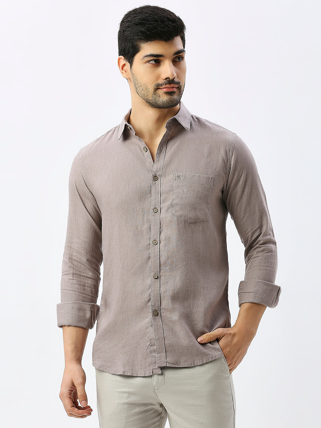 Rustic Khaki Pure Linen Shirt