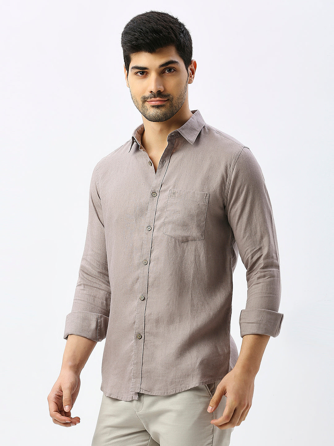 Rustic Khaki Pure Linen Shirt